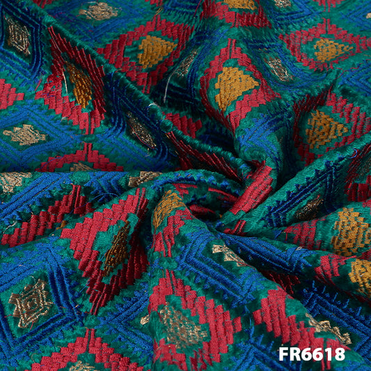Embroidered Velvet Fabric-FR6618