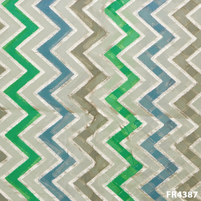 Zari Zig Zag Organza Fabric-FR4387