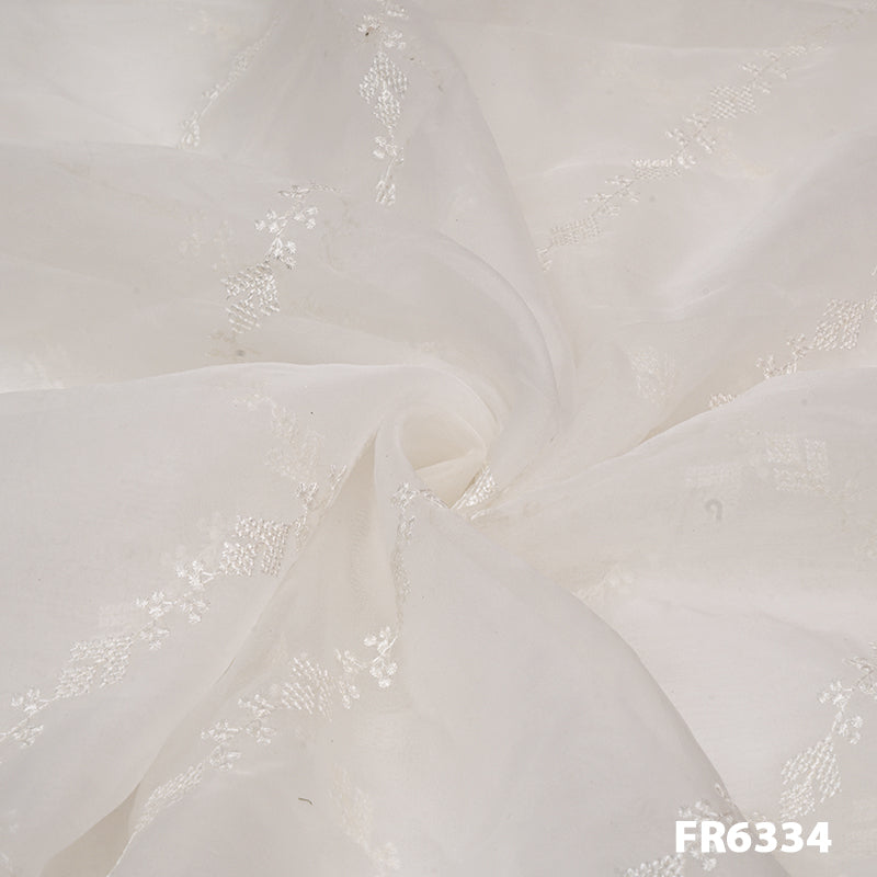 Embroidered Sequins Organza Fabric-FR6334