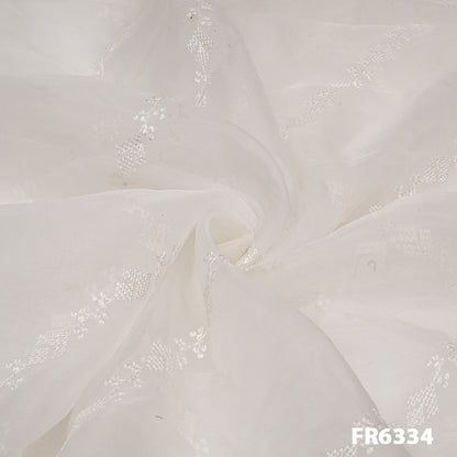 Embroidered Sequins Organza Fabric-FR6334