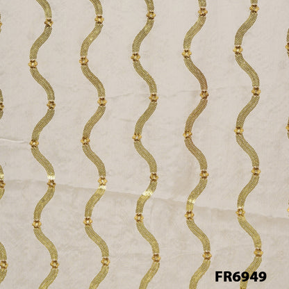 Dyeable Sequins Zari Chiffon Fabric - FR6949