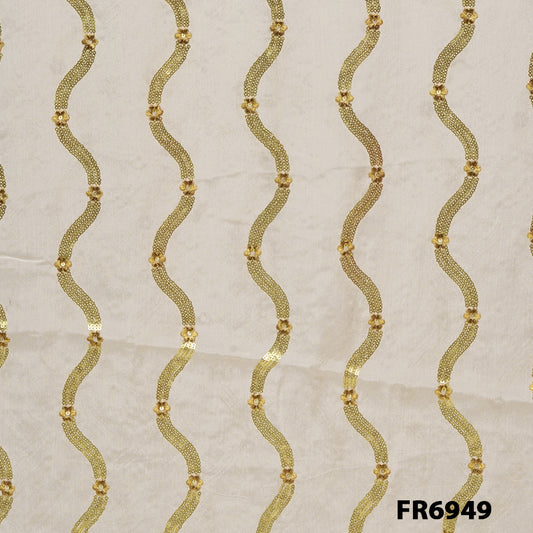 Dyeable Sequins Zari Chiffon Fabric - FR6949