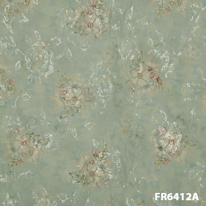 Printed Pani Sequins Organza Fabric-FR6412