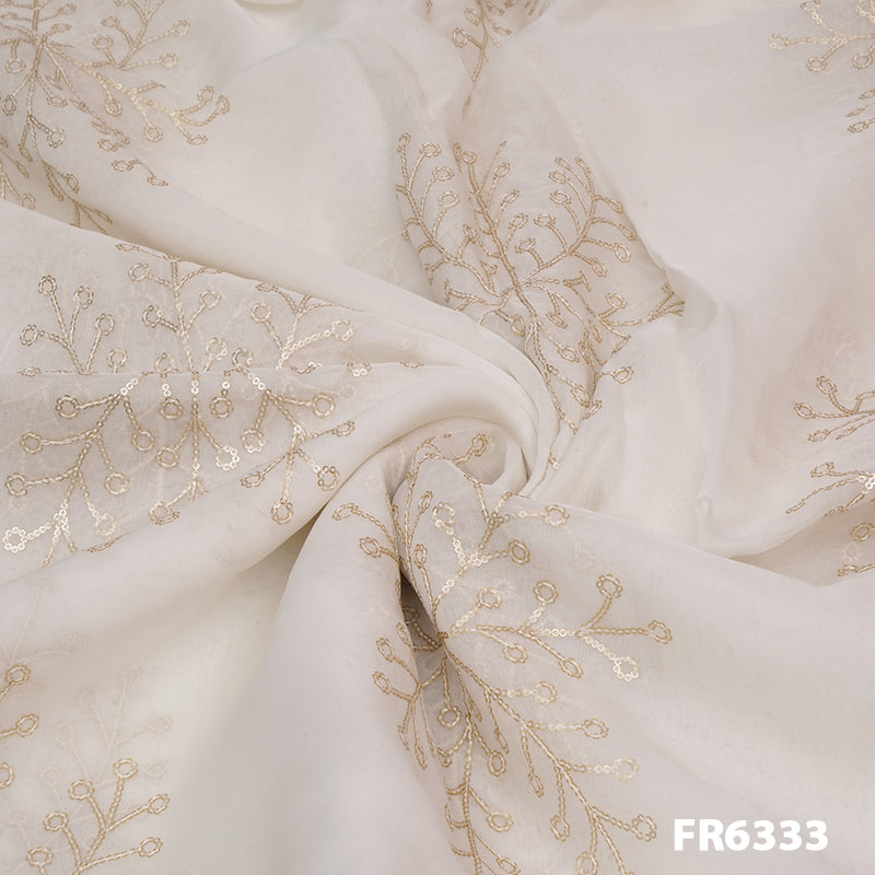 Embroidered Sequins Organza Fabric-FR6333
