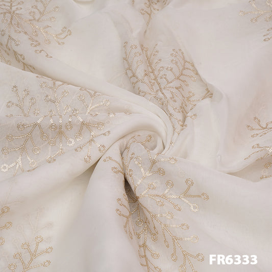 Embroidered Sequins Organza Fabric-FR6333
