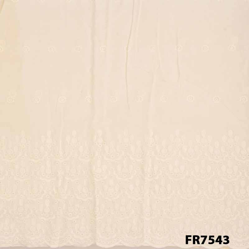 Embroidered Cut Work Cotton Fabric-Fr7543
