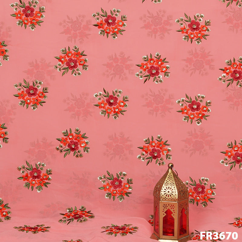 Embroidered Georgette Fabric-FR3670