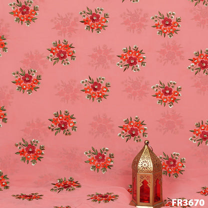Embroidered Georgette Fabric-FR3670