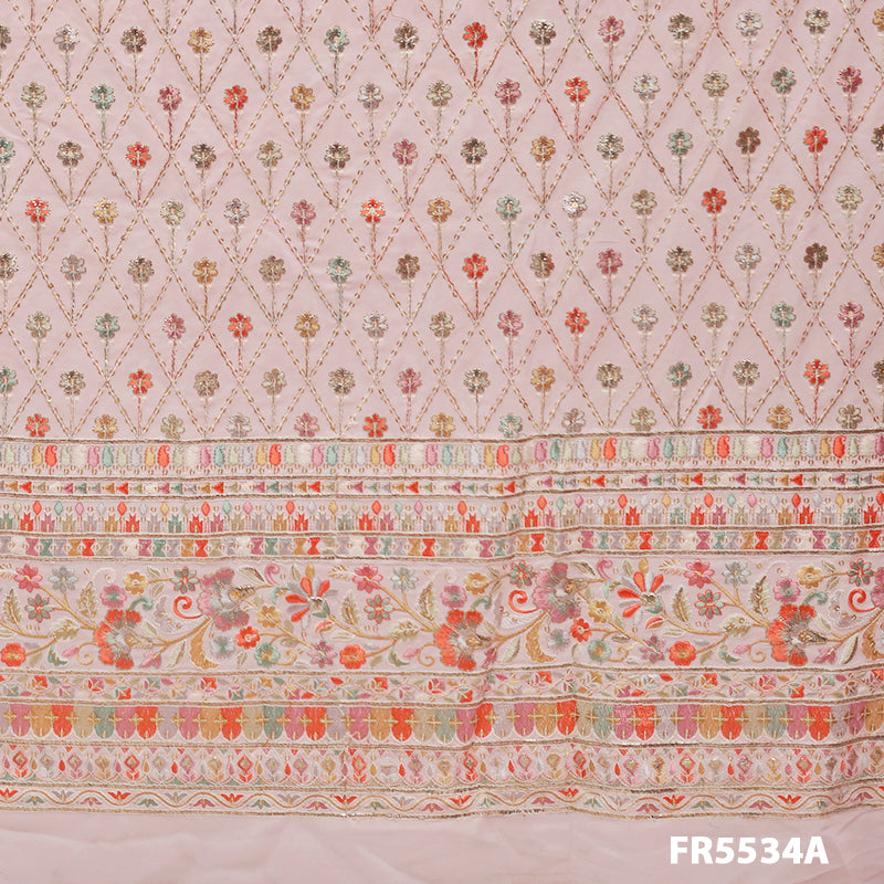 Embroidered Sequins Georgette Fabric-FR5534