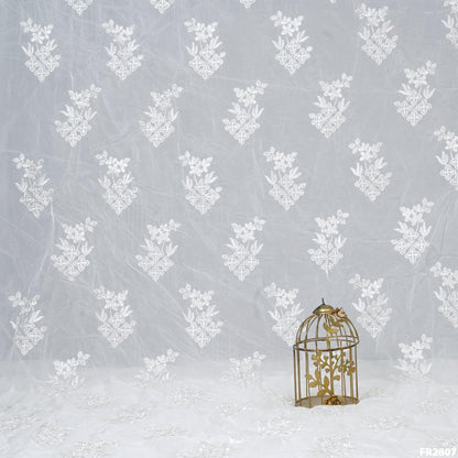 Dyeable Embroidered Sequins Opara Silk - Fabricroot