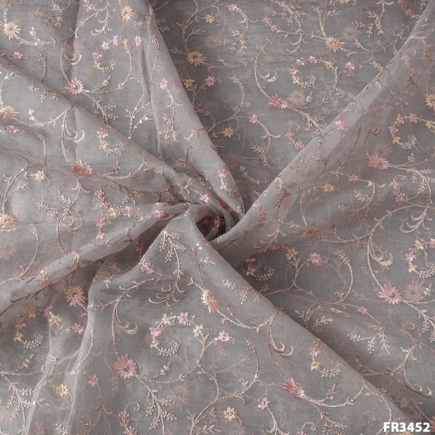 Embroidered Pure Organza Fabric-FR3452
