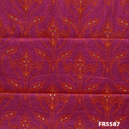 Embroidered Pure Silk Fabric-5587