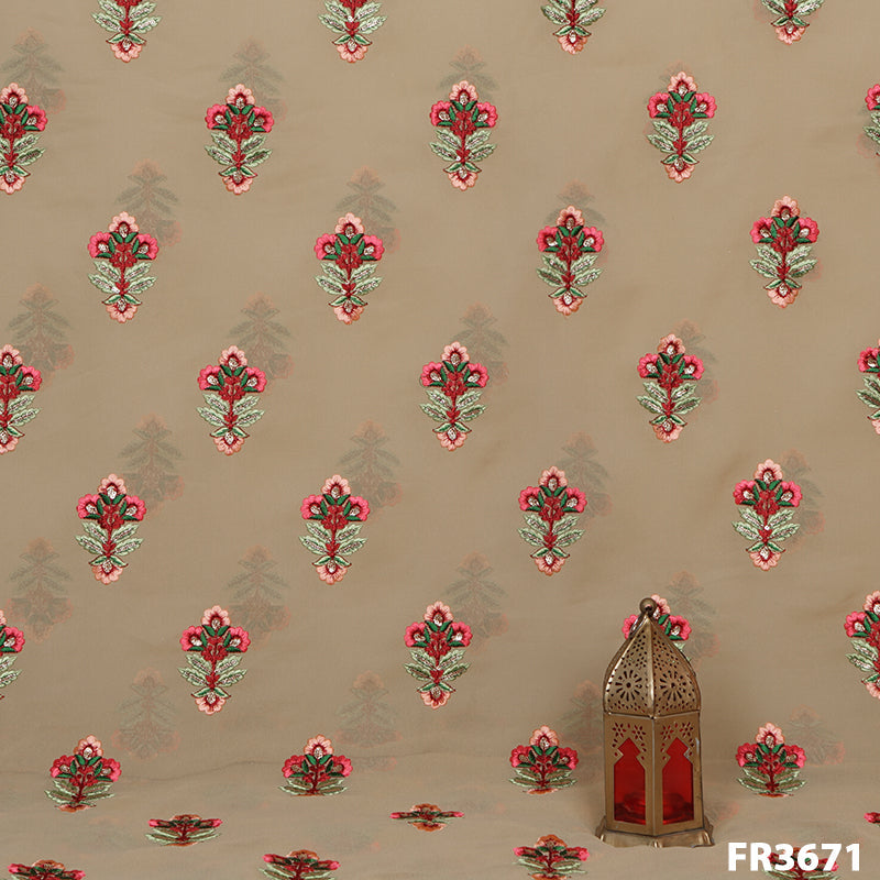 Embroidered Georgette Fabric-FR3671