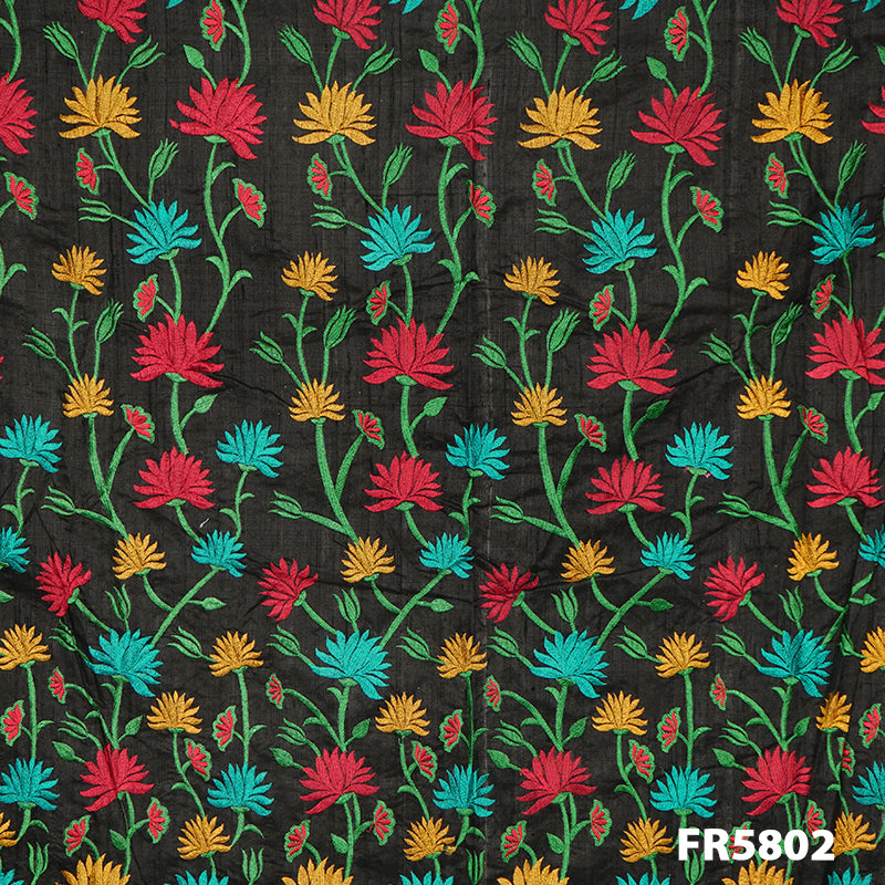 Embroidered Dupion Silk Fabric-FR5802