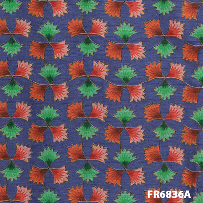 Zari Printed Linen Silk Fabric FR6836