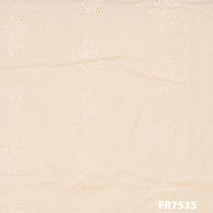 Embroidered Cut Work Cotton Fabric-FR7535