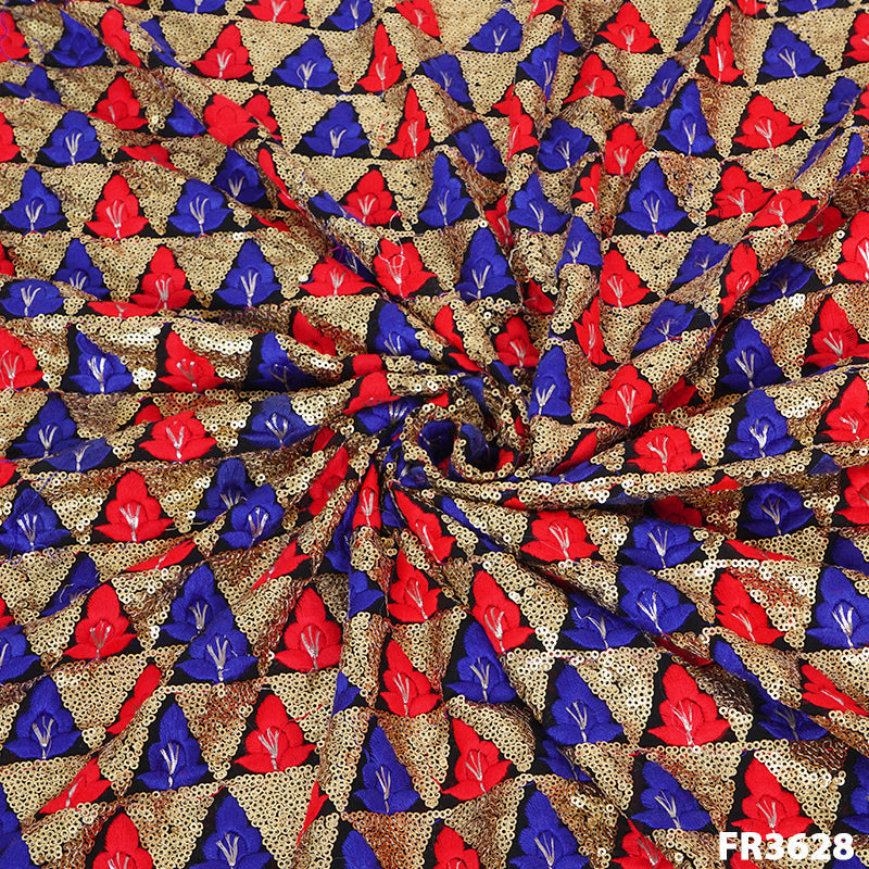 Embroidered Sequins Georgette Fabric-FR3628