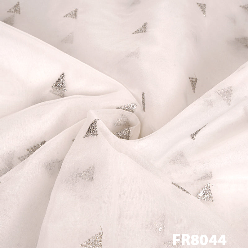 Dyeable Zari Sequins Organza Fabric-FR8044