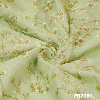 Embroidered Sequins Uppada Silk Fabric-Fr7089