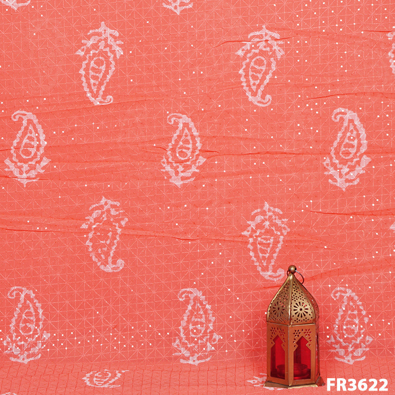 Printed Embroidered Georgette Fabric-FR3622
