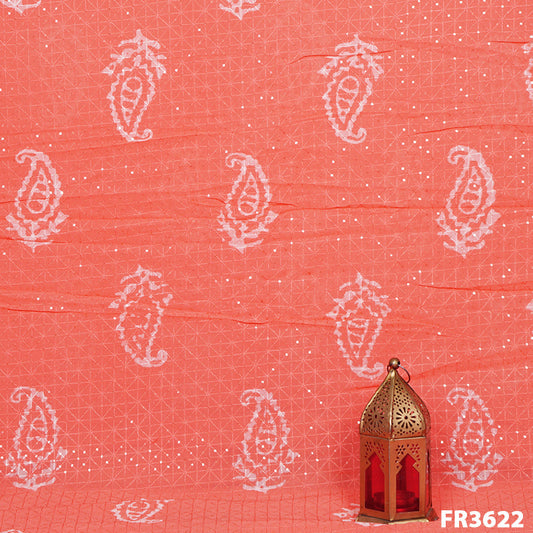Printed Embroidered Georgette Fabric-FR3622
