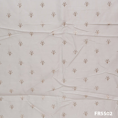 Dyeable Embroidered Zari Sequins Chanderi Fabric-FR5502