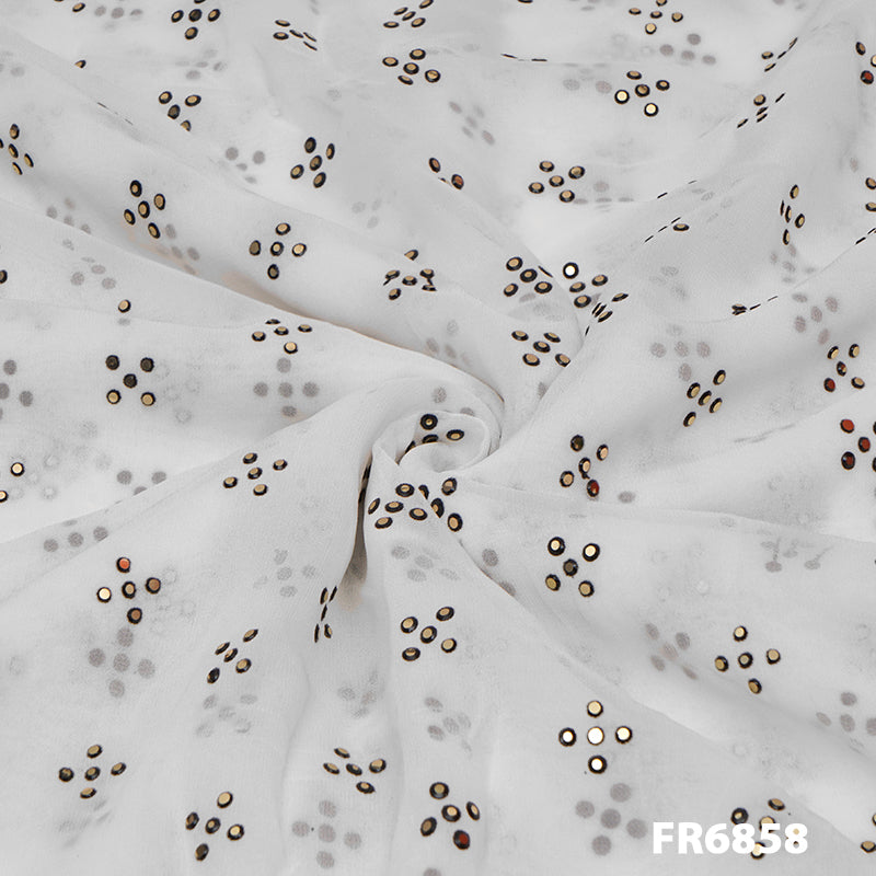 Dyeable Pasted Mukaish Georgette Fabric-FR6858