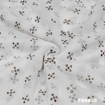 Dyeable Pasted Mukaish Georgette Fabric-FR6858