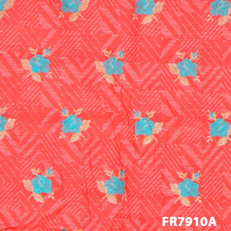 Embroidered Printed Chanderi Cotton Fabricroot-FR7910
