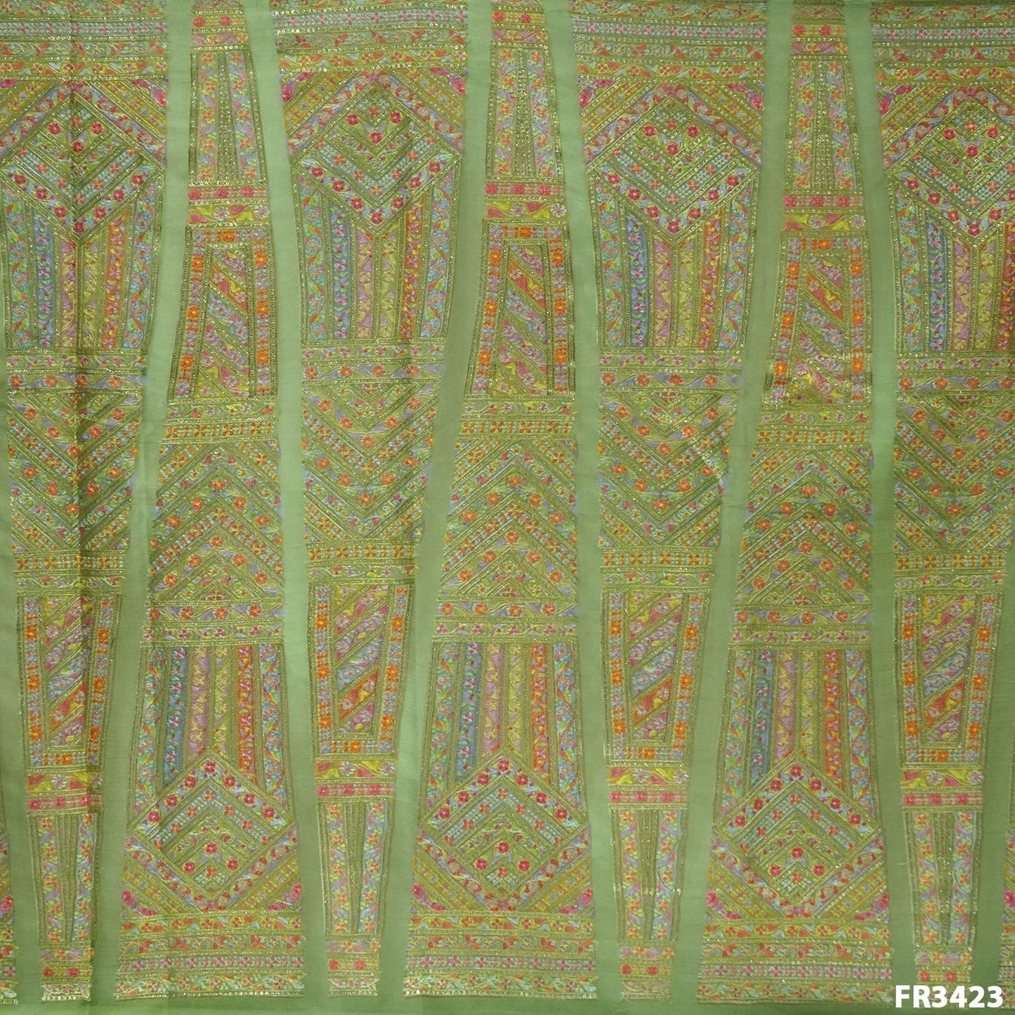 Embroidered Sequins with Position Printed Organza Kali-FR3423