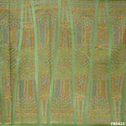 Embroidered Sequins with Position Printed Organza Kali-FR3423