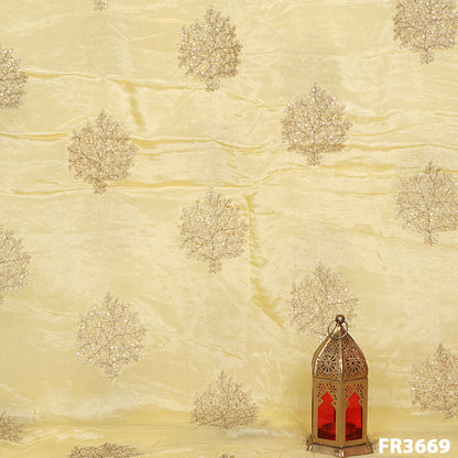 Zari Embroidered Chinnon Chiffon Fabric-FR3669