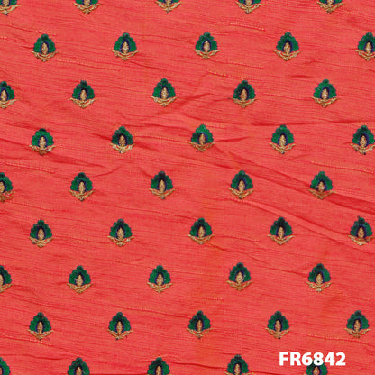 Embroidered Dupion Silk Fabric FR6842
