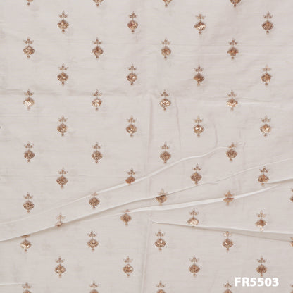 Dyeable Embroidered Zari Sequins Chanderi Fabric-FR5503