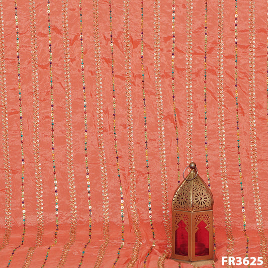 Embroidered Chinnon Chiffon Fabric-FR3625