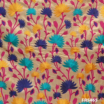 Embroidered Dupion Silk Fabric-FR5465
