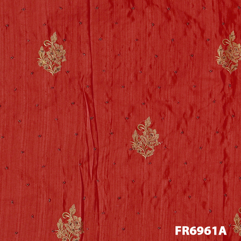 Zari Moti Semi Raw Silk Fabric FR6961