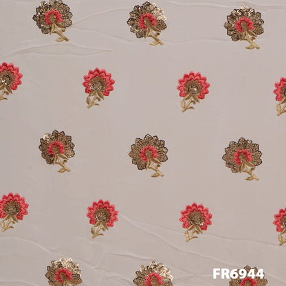 Dyeable Embroidered Sequins Georgette Fabric-FR6944