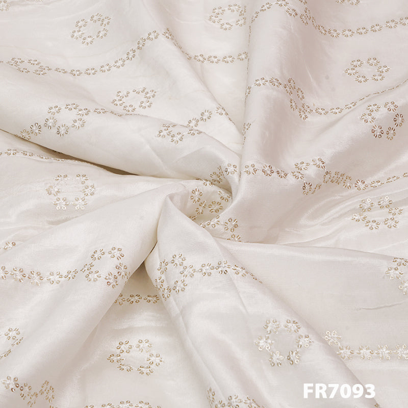 Dyeable Embroidered Sequins Crepe Fabric-FR7093