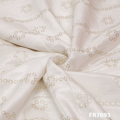 Dyeable Embroidered Sequins Crepe Fabric-FR7093