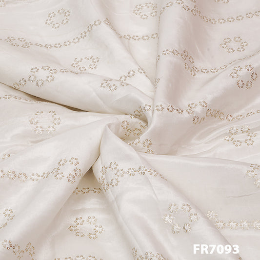 Dyeable Embroidered Sequins Crepe Fabric-FR7093