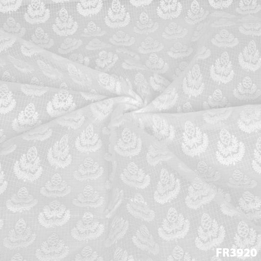 Embroidered Kota Cotton Fabric-Fr3920