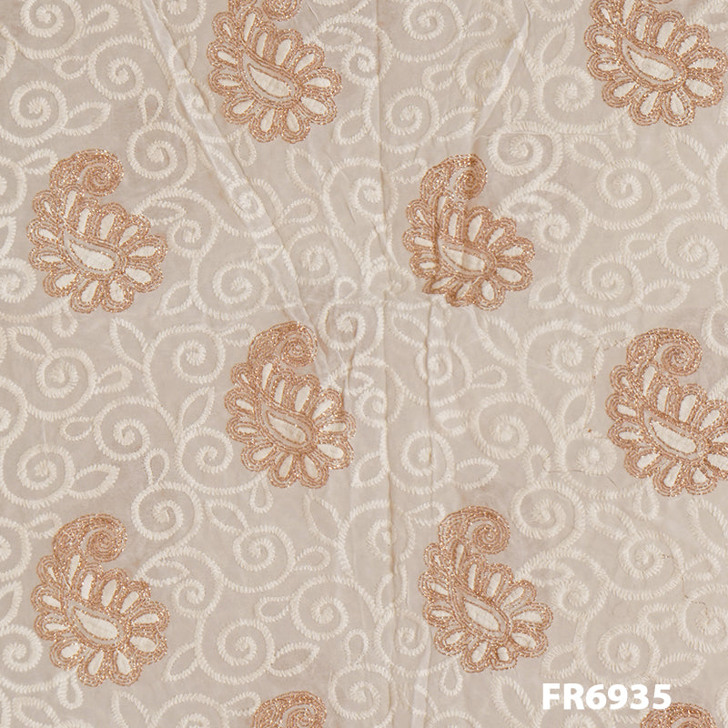 Embroidered Zari Georgette Fabric-FR6935