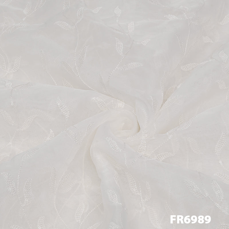Dyeable Embroidered Sequins Organza FR6989
