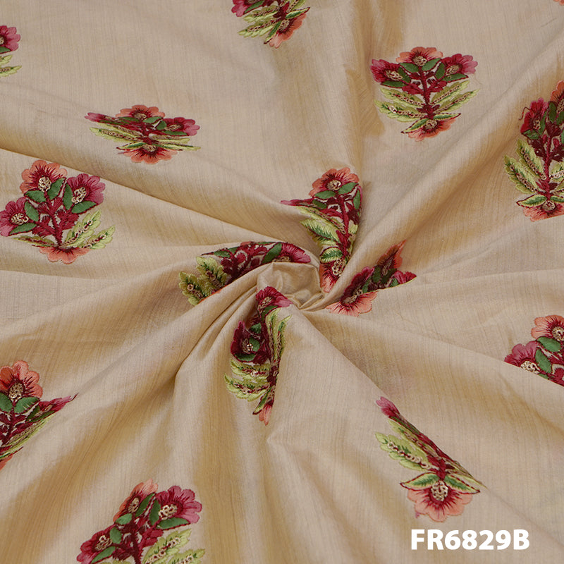 Embroidered Sequins Bamboo Silk Fabric 6829