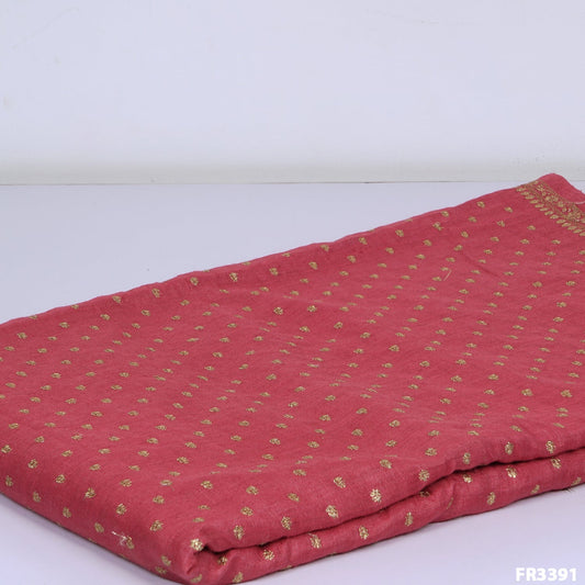 Embroidered Zari Pure Tussar Silk Fabric-FR3391