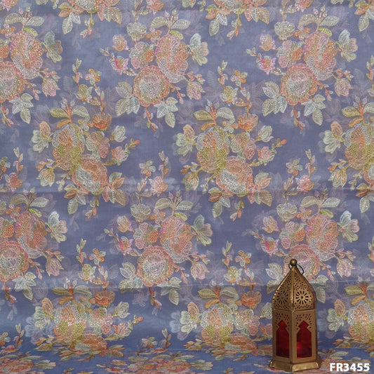 Embroidered Pure Organza Fabric-FR3455