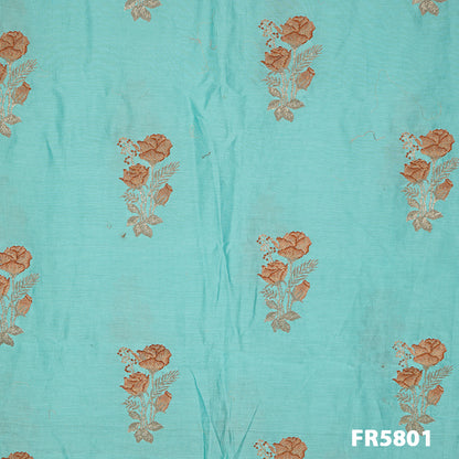 Embroidered Zari Cross Stitch Chanderi Fabric-FR5801