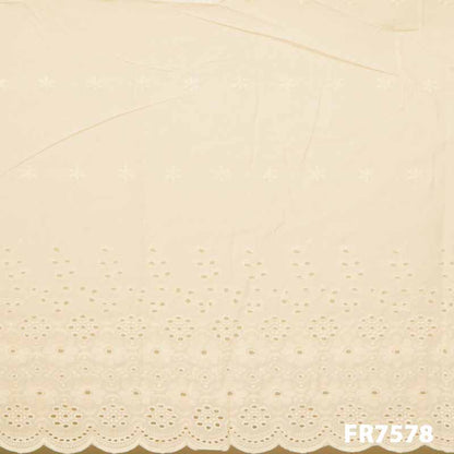 Embroidered Cut Work Cotton Fabric-Fr7578