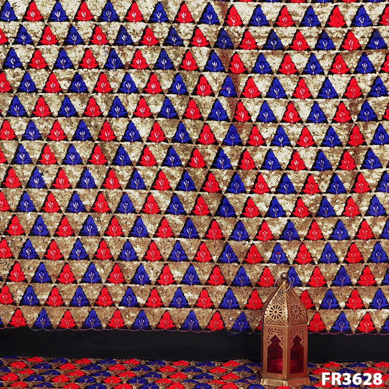 Embroidered Sequins Georgette Fabric-FR3628